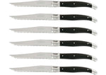 Bloc de 6 couteaux à steak microdentés Laguiole par André Verdier - Noir