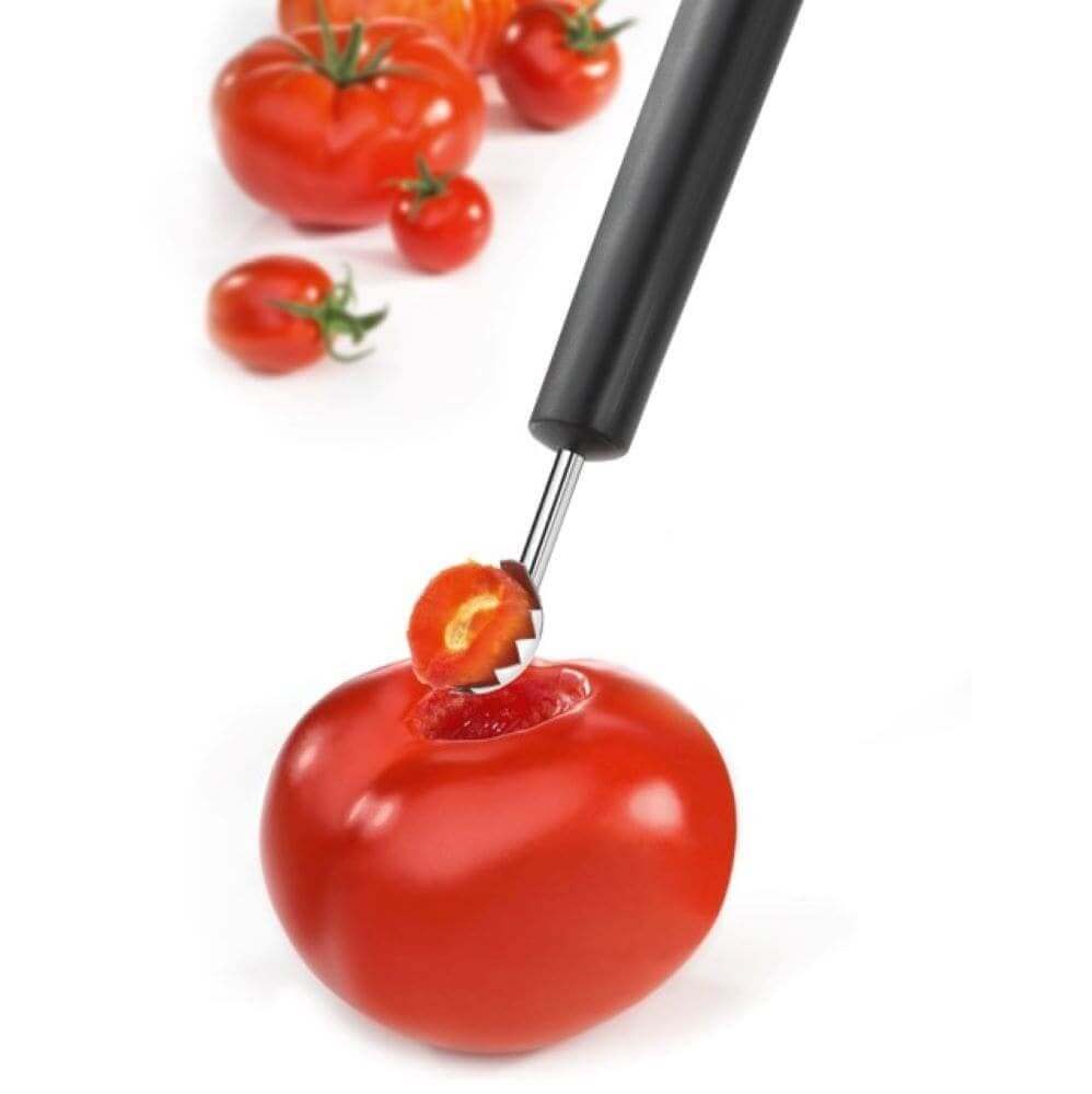Equeuteur à tomates Triangle inox embout 2cm manche green grip