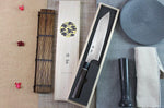 Couteau de chef Kiritsuke japonais Kanetsugu Zuiun acier SPG2 damas 21cm
