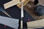 Couteau yanagiba japonais artisanal Kagekiyo Utage White Steel 2 24cm