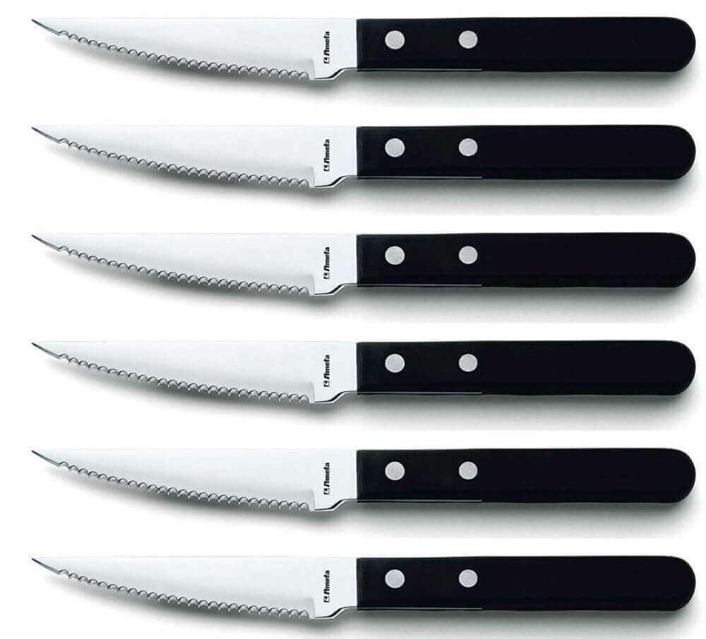 Coffret 6 couteaux à pizza Amefa inox et ABS noir