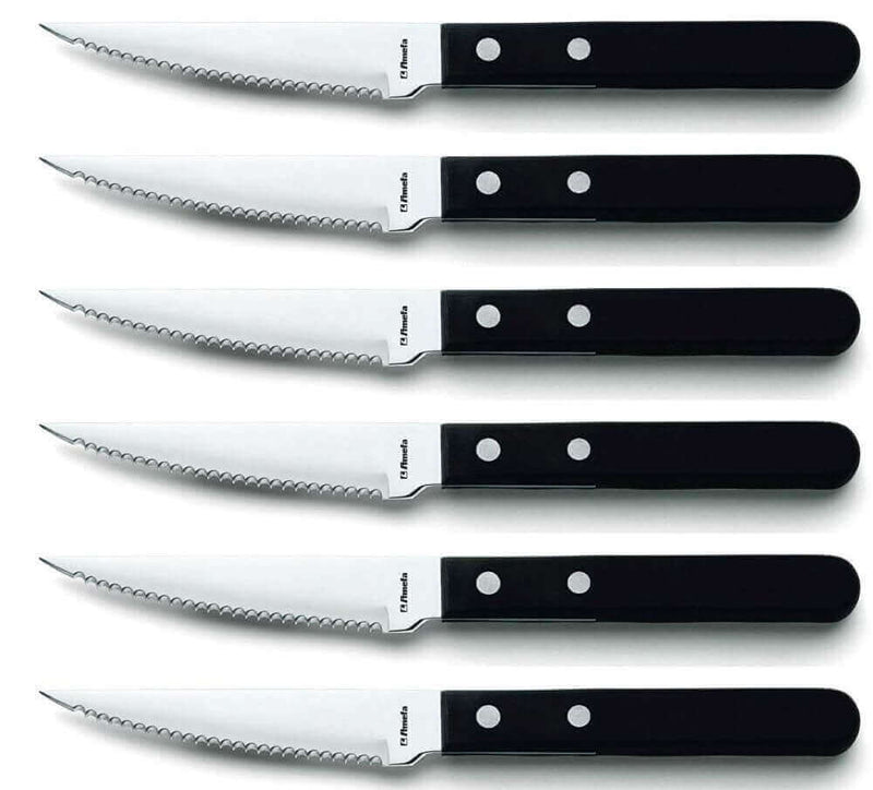 Coffret 6 couteaux à pizza Amefa inox et ABS noir