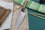 Couteau santoku japonais artisanal Kagekiyo Kurumi Ginsan 18cm