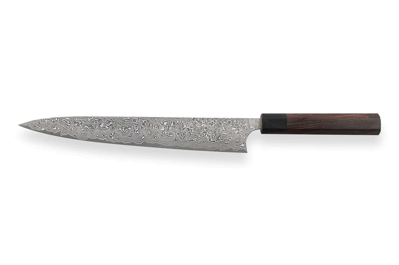 Couteau sujihiki japonais artisanal Masakage Kumo 27cm damas 63 couches