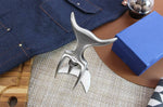 Fourchette à viande Tridens acier inox brossé + socle tout inox