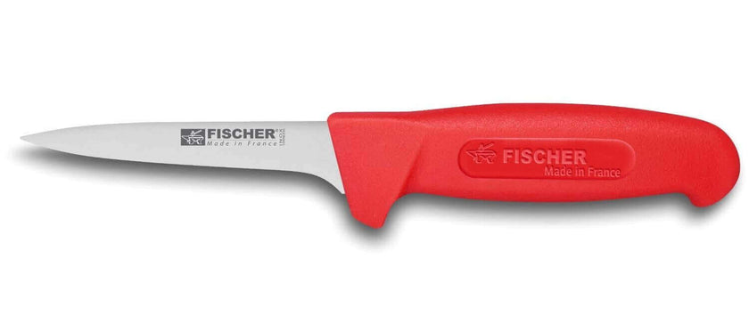 Couteau à désosser professionnel Fischer HACCP lame usée 11 cm manche rouge