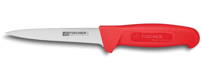 Couteau à désosser professionnel Fischer HACCP lame usée 14cm manche rouge