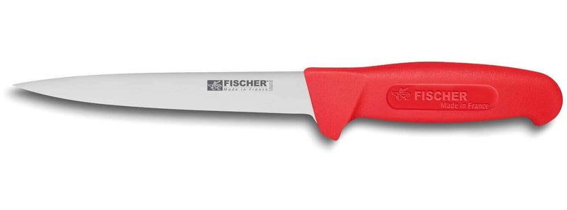 Couteau à désosser professionnel Fischer HACCP lame usée 17cm manche rouge