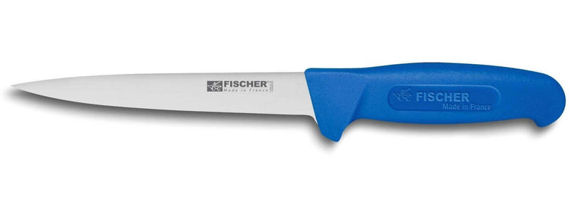 Couteau à désosser professionnel Fischer HACCP lame usée 17cm manche bleu