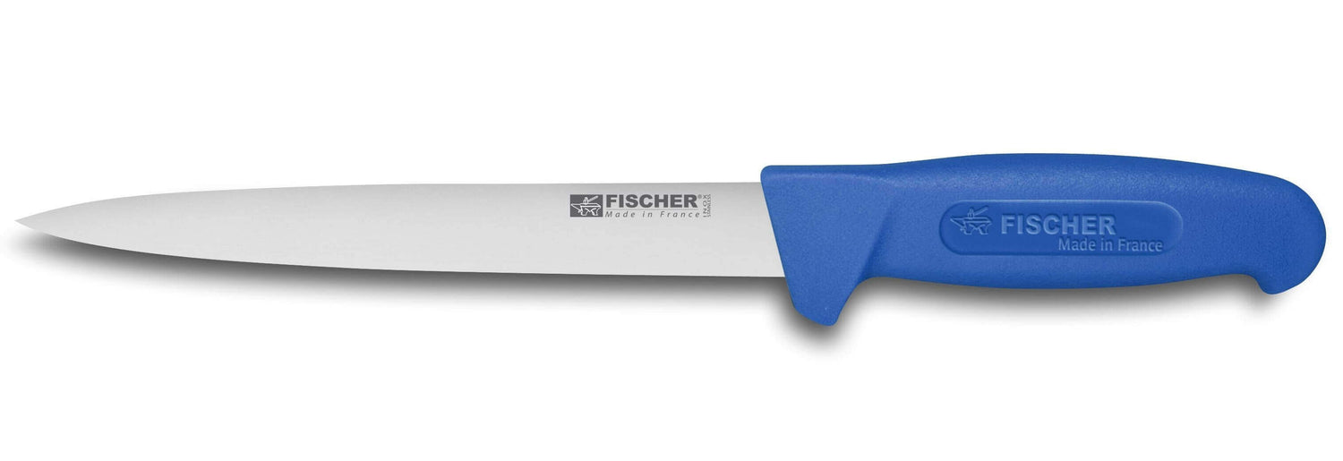 Couteau à dénerver/filet de sole flexible professionnel Fischer HACCP 20cm manche bleu