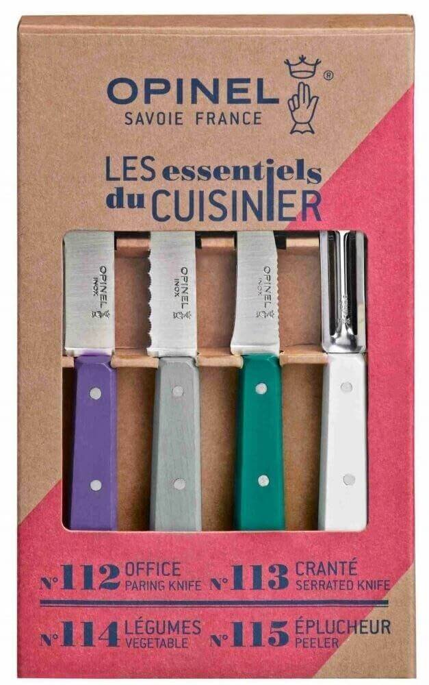 Coffret 4 couteaux Opinel Les Essentiels Art Déco manches couleurs