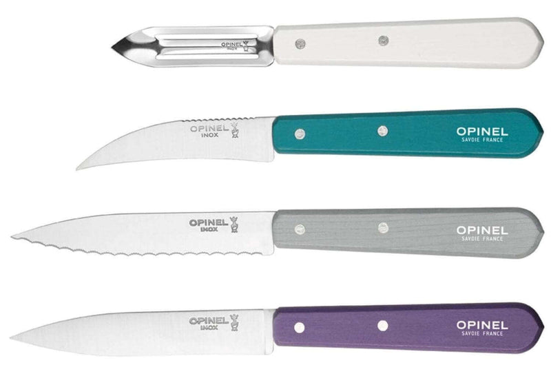 Coffret 4 couteaux Opinel Les Essentiels Art Déco manches couleurs