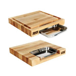 Planche Boos Blocks Prep Masters bois d'érable + plateau acier 38 x 36 x 6cm
