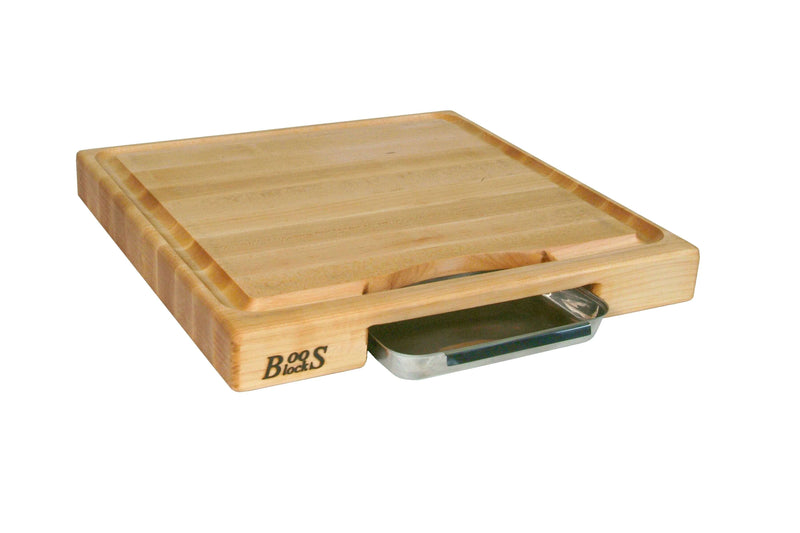 Planche Boos Blocks Prep Masters bois d'érable + plateau acier 38 x 36 x 6cm