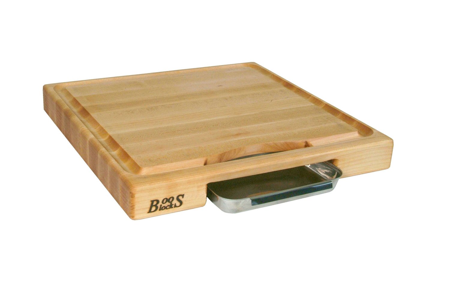 Planche Boos Blocks Prep Masters bois d'érable + plateau acier 38 x 36 x 6cm