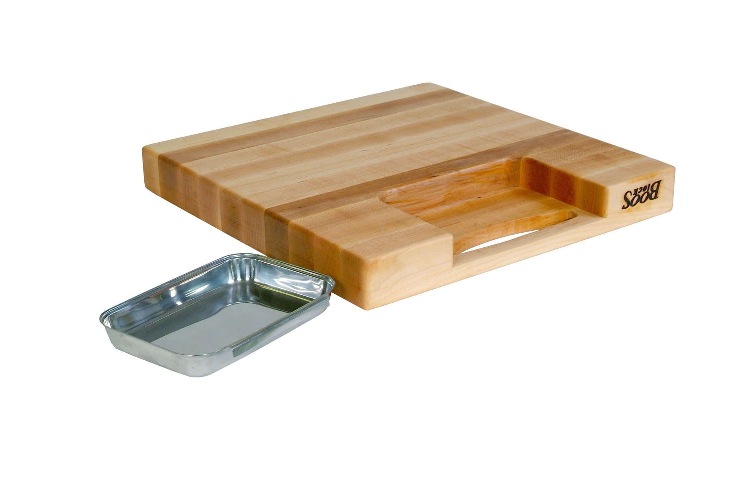 Planche Boos Blocks Prep Masters bois d'érable + plateau acier 38 x 36 x 6cm