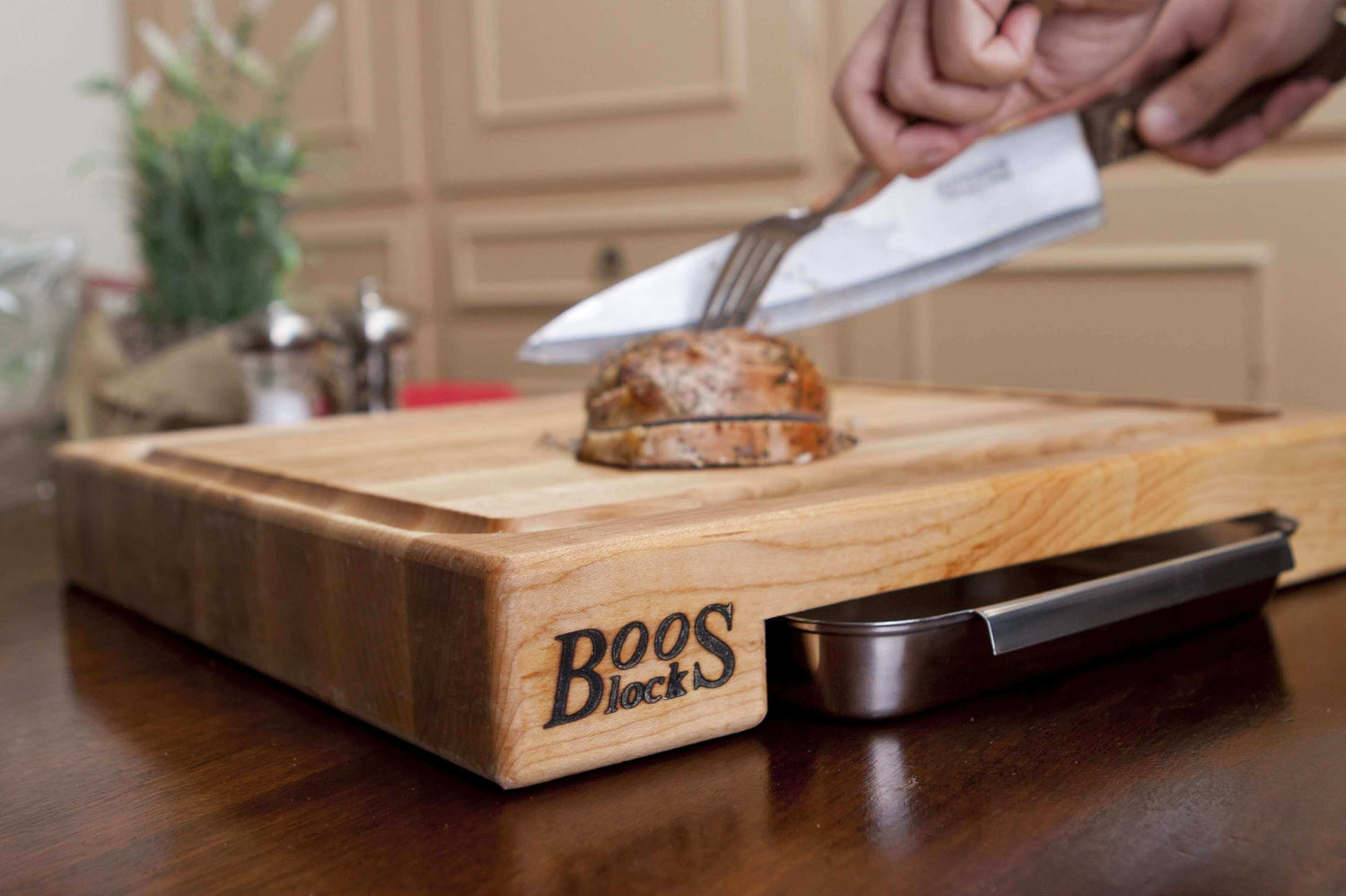 Planche Boos Blocks Prep Masters bois d'érable + plateau acier 61 x 46 x 6cm