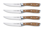 Set de 4 couteaux à steak 3 Claveles Kobe 11,5cm acier inox manche châtaignier