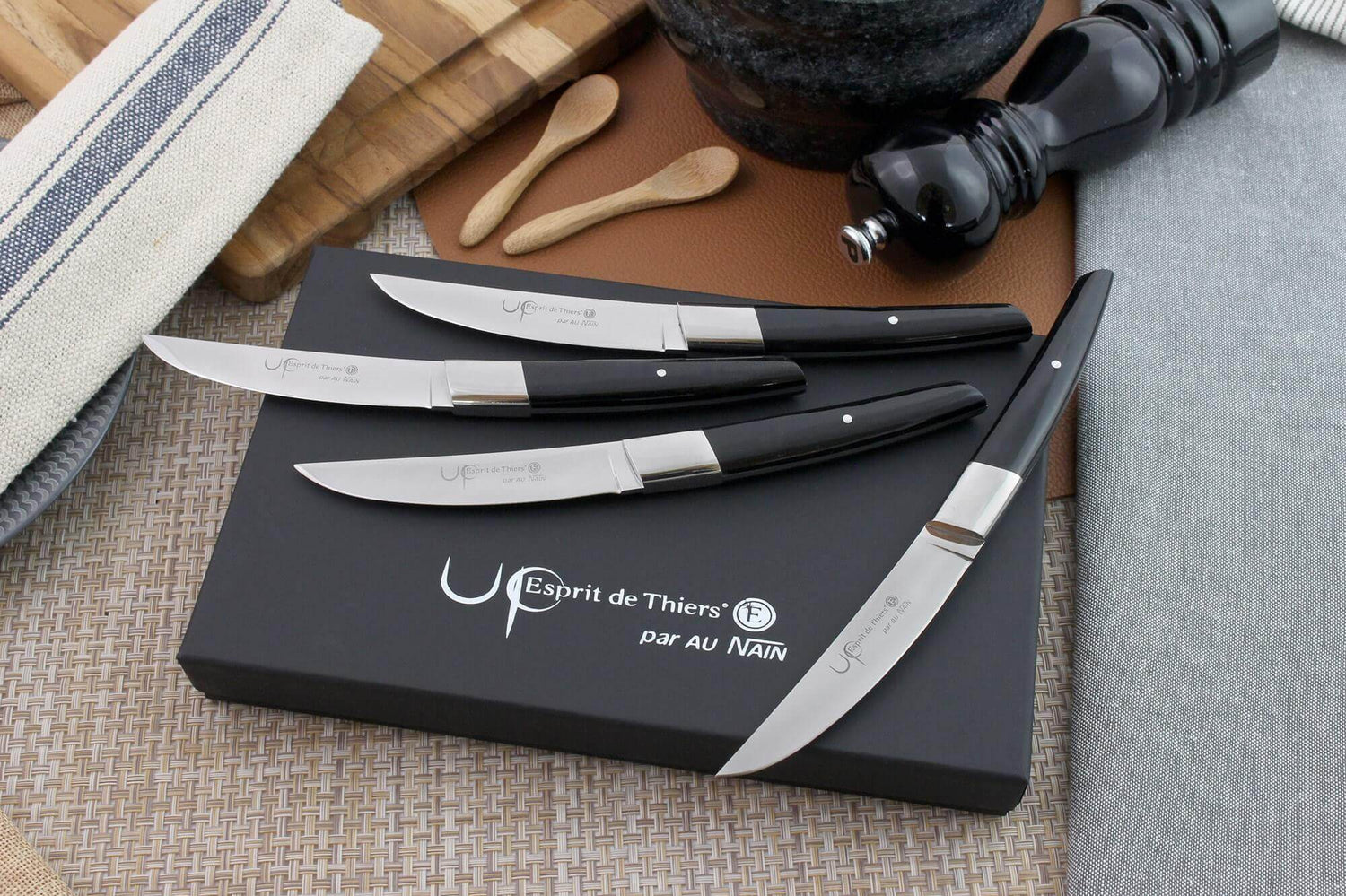 Coffret de table AU NAIN UP 4 couteaux à steak 11cm - Noir