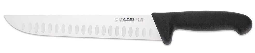 Couteau de boucher pro Giesser lame alvéolée 24cm 4025 - Noir