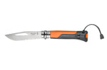 Couteau Opinel Multifonctions Outdoor n°08 lame 8,5cm manche bimatière - Orange