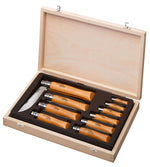 Coffret en bois 10 couteaux Opinel Tradition Carbone manches hêtre