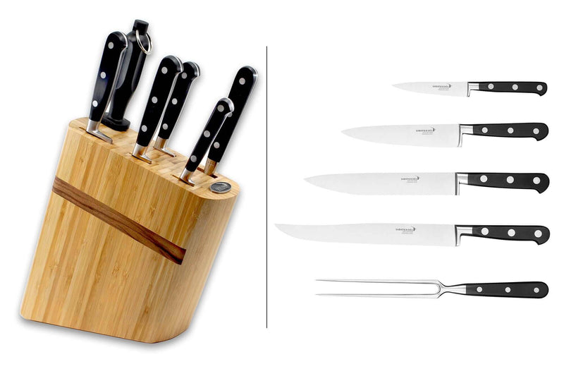 Bloc de 4 couteaux + 1 fusil + 1 fourchette Idéal Sabatier Déglon