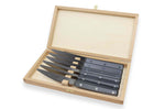 Coffret 6 couteaux à steak Au Nain Scalène 11cm micro-denté manches gris