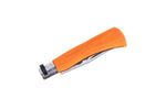 Couteau artisanal Old Bear Full Color orange manche bois d'Ayous stratifié - S