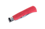 Couteau artisanal Old Bear Full Color rouge manche bois d'Ayous stratifié - M