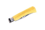 Couteau artisanal Old Bear Full Color jaune manche bois d'Ayous stratifié - M