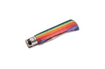 Couteau artisanal Old Bear Rainbow manche bois d'ayous stratifié arc-en-ciel - L