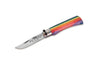 Couteau artisanal Old Bear Rainbow manche bois d'ayous stratifié arc-en-ciel - M
