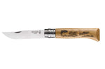 Couteau Opinel Tradition Gravures Animalia n°08 lame 8,5cm manche chêne décor truites