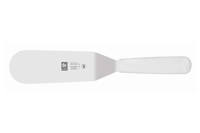 Spatule coudée professionnelle Icel lame 12cm à bout arrondi manche blanc
