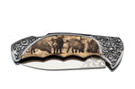 Couteau pliant Herbertz 588611 manche inox décor sangliers 11cm