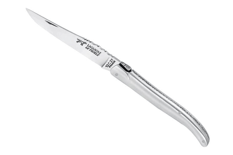 Couteau pliant Laguiole LE FIDELE acier Sandvik manche alu satiné 12cm