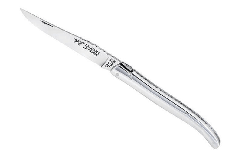 Couteau pliant Laguiole LE FIDELE acier Sandvik manche alu brillant 12cm