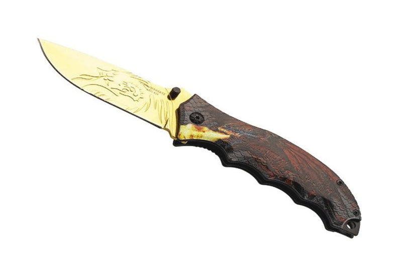 Couteau pliant Herbertz 10000363 lame dorée manche dragon 12cm