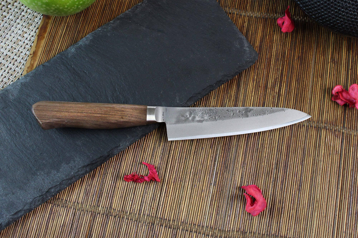 Couteau universel japonais artisanal Wusaki Nogami BS2 12.5cm manche en noyer