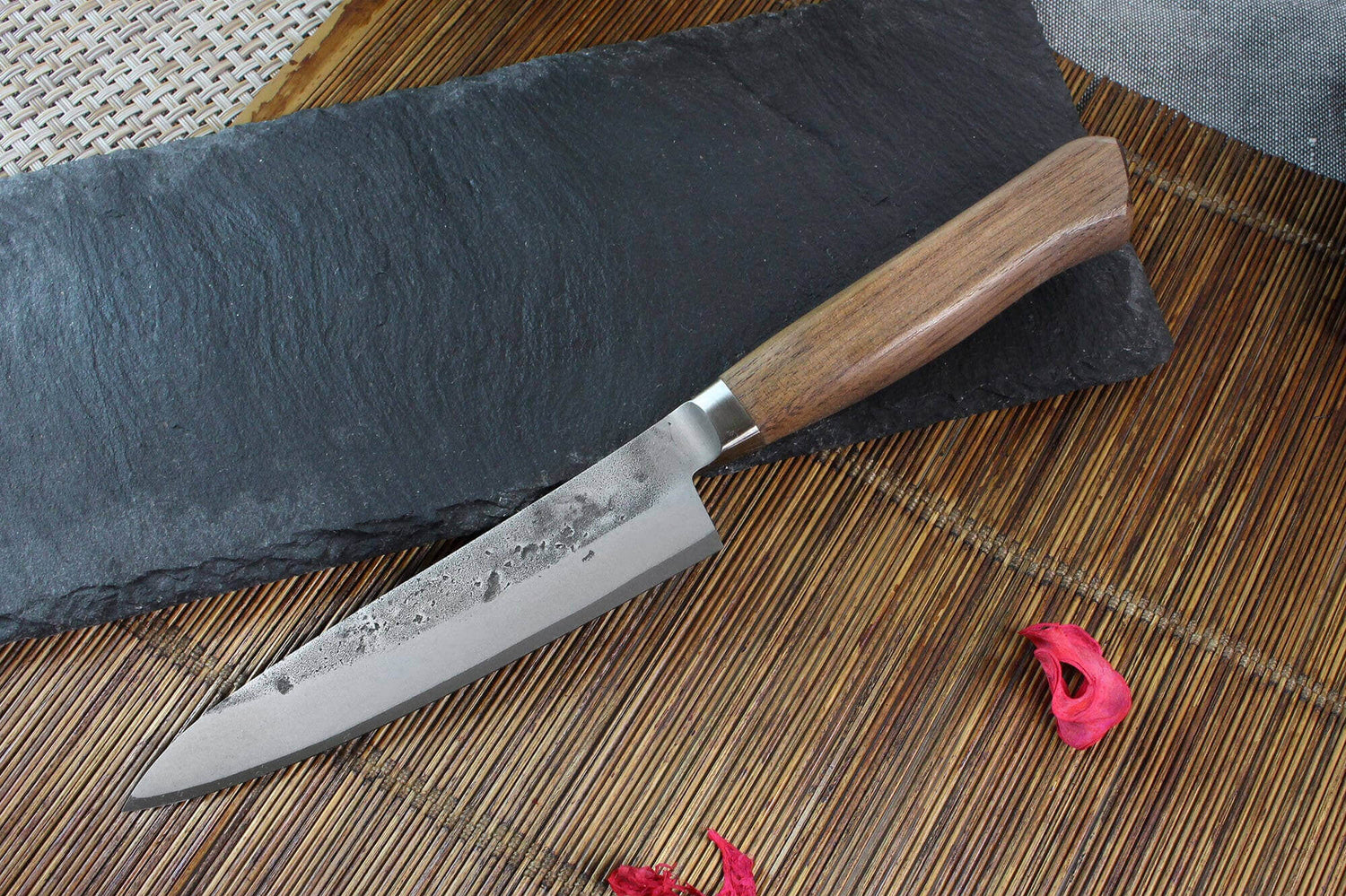 Couteau universel japonais artisanal Wusaki Nogami BS2 12.5cm manche en noyer
