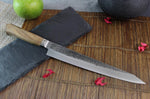 Couteau sujihiki japonais artisanal Wusaki Nogami BS2 24cm manche en noyer