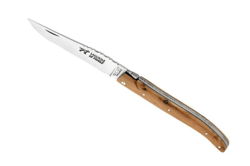 Couteau pliant Laguiole LE FIDELE acier Sandvik manche plein bois de genévrier 12cm