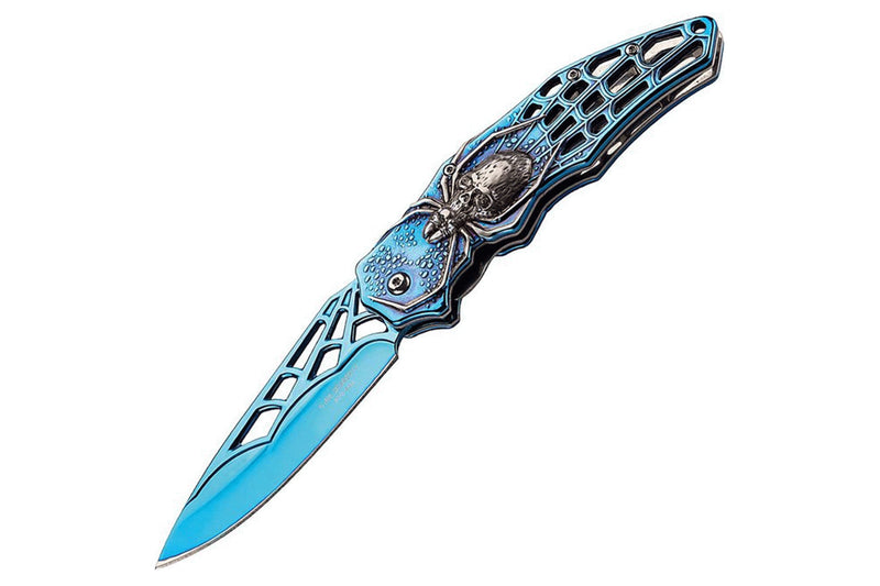 Couteau pliant Herbertz n°586412 manche araignée inox bleu 12cm