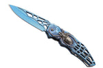 Couteau pliant Herbertz n°586412 manche araignée inox bleu 12cm