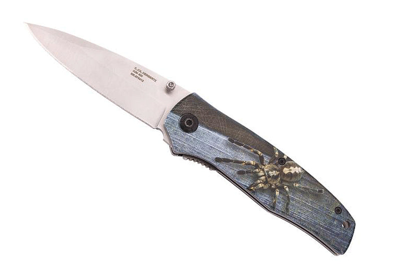 Couteau pliant Herbertz n°575412 tout inox manche 12cm décor araignée
