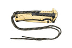 Couteau pliant Herbertz 567112 manche inox doré 12cm + lacet paracord