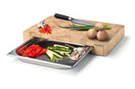 Planche à découper Continenta en bois 39x27x6cm + bac inox - Hévéa