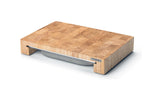 Planche à découper Continenta en bois 39x27x6cm + bac inox - Hévéa