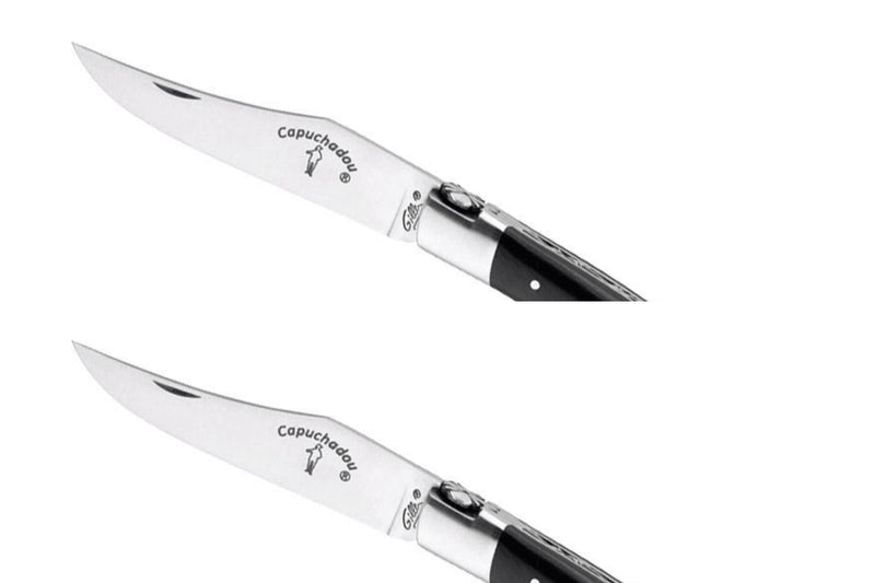 Couteau pliant artisanal Capuchadou acier sandvik manche bois d'ébène 12cm